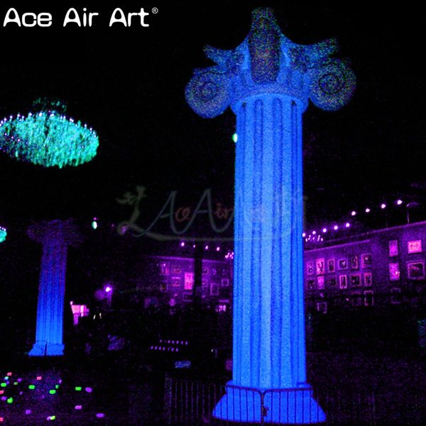 Décoration de colonne de lampadaire gonflable au sol promotionnel en gros avec des lumières LED et un souffleur d'air gratuit pour l'événement ou la scène fabriquée en Chine