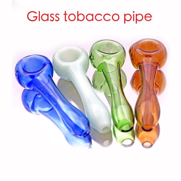 Mini pipe à tabac portable en verre, cuillère à fumer épaisse et capiteuse, tuyaux à main, logo personnalisé oem/odm, vente en gros