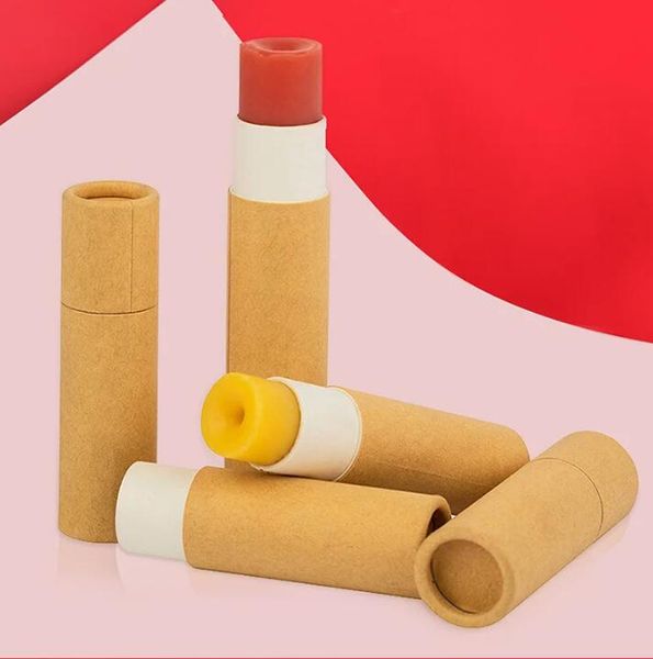 Venta al por mayor de tubos Push Up bálsamo labial Papel Kraft lápiz labial vacío envases cosméticos degradables tubo de pasta desodorante sólido juchiv
