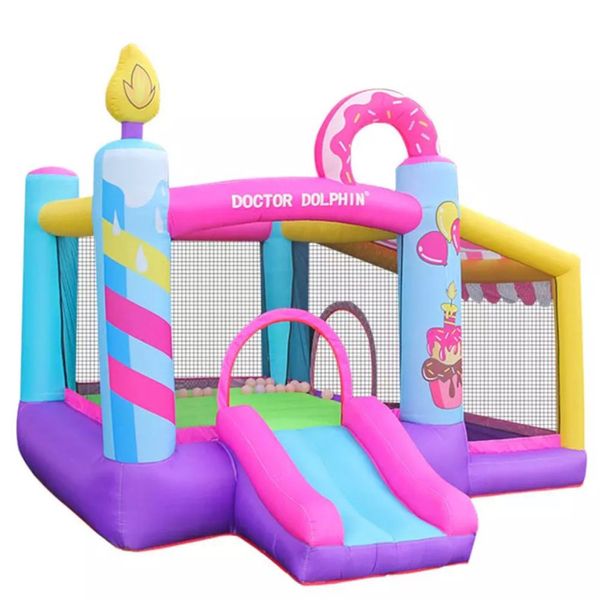 PVC en gros PVC Château gonflable gonflable coloré divertissement en plein air avec glissade et sauteur de filet pour enfants rebond pour la fête d'anniversaire