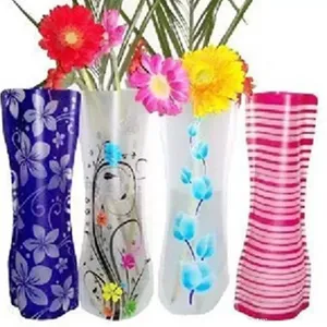 Vases pliables en Pvc, sac d'eau pliable, Vases en plastique pour fête de mariage, ornements de maison, Vase de table 27x12cm, vente en gros