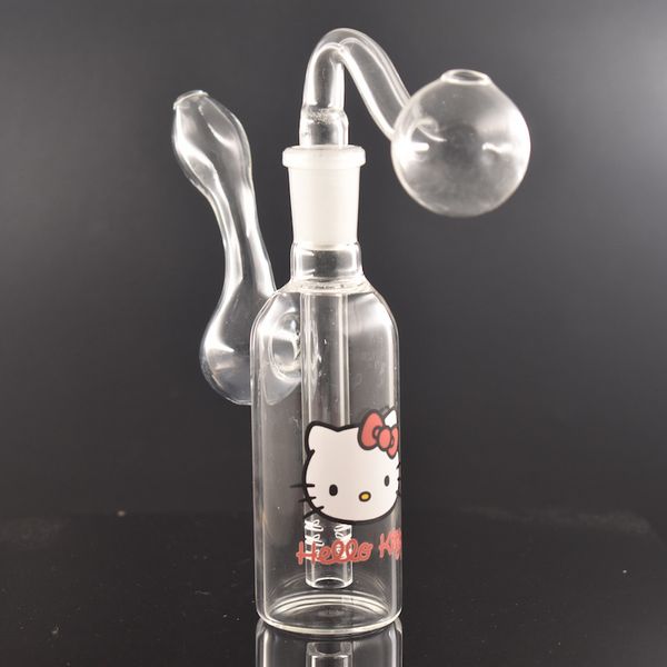 Gros Pyrex 14mm femelle mini pas cher eau dab plate-forme bong avec bol de brûleur à mazout en verre ou tabac fumant bol d'herbes sèches narguilé portable