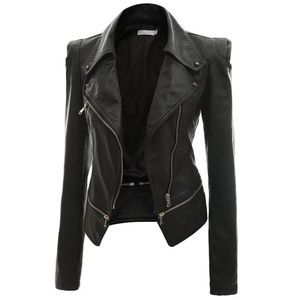 Gros-QNPQYX mode femmes courte veste en cuir noir manteau automne sexy steampunk moto veste en simili cuir femme manteau gothique