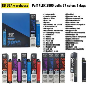 Groothandel QST Puff Flex 2800 Puff 2800 Disposable Vape E Sigaretten Vape Pods Vapes Device Kits 850 MAH Batterij Vapes Wegwerp Puff Vaporizer Pen Nieuwe verpakking