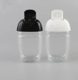 Venta al por mayor de calidad, botella de desinfectante de manos negra de 30 ml, botella de plástico PET con tapa abatible semicircular, desinfectante para manos para niños ZZ