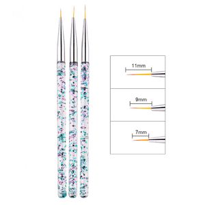 3Pcs Acrylic French Stripe Nail Art Liner Brush Set 3D Tips Manicure Ultra-thin Line Drawing Pen UV Gel Brushes Painting Tools