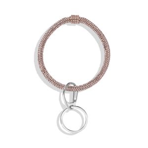 Gros-r mode ins designer super brillant diamant strass gland charme bracelet jonc pour femme avec porte-clés
