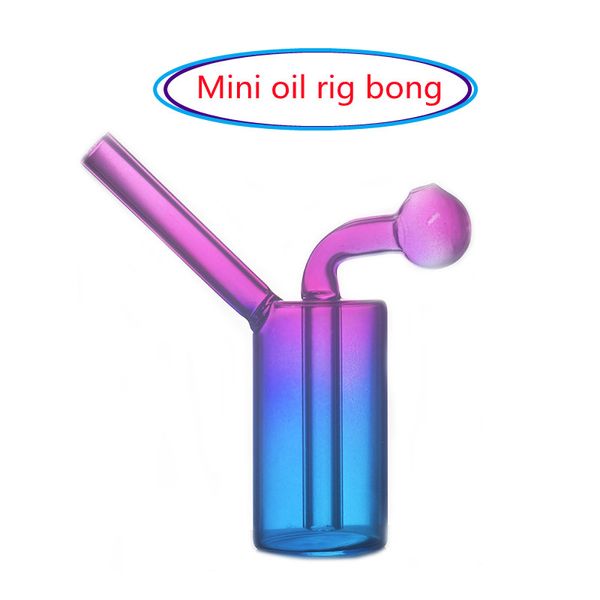 Gros Raste coloré mini narguilé portable épais capiteux violet-bleu mélange coloré verre d'eau dab rig bong tuyau