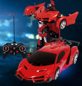 Groothandel RC vervormd elektrisch/RC -autospeelgoed 2 in 1 Remote Control Transformation Robot Model Battle Toy Gift Boy Verjaardag