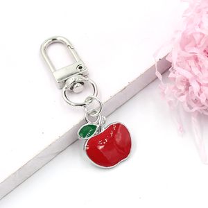 Groothandel rode Apple Keychain Key Rings Hangbag Decoratie Zipper Pull Charm Planner Charms Accessoires