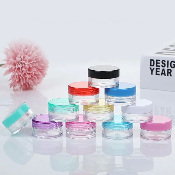 wholesale Frascos de envases cosméticos de plástico vacíos transparentes recargables con tapas de colores Botellas de muestra de maquillaje Frascos de muestra de plástico acrílico LL