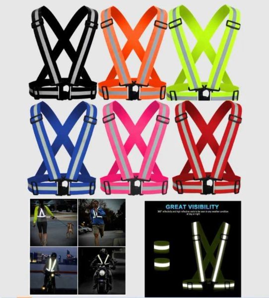 wholesale Chaleco reflectante con bandas reflectoras Ropa de correr reflectante para hombres y mujeres Caminata nocturna Ciclismo Correas de seguridad Universal LL