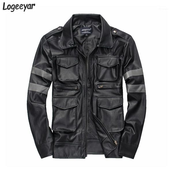 Faux de cuero para hombres al por mayor - Resident Evil - Venta de bolsillos tridimensionales Chaqueta para hombre Slim Fit Coat Hombres Tamaño M-3XL1