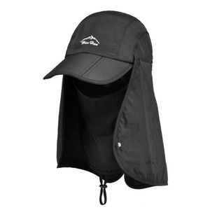 Chapeau de sport en maille solaire avec masque, chapeau à rabat pour hommes et femmes, chasse, pêche, Protection UV pliable, vente en gros, 240314