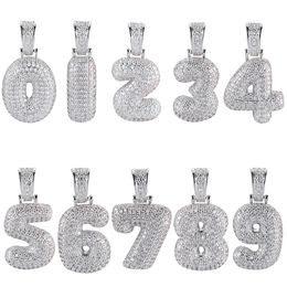 Groothandel-Retro Persoonlijkheid Mannen Ketting Goud Zilver Zirkoon Digitale Letters Ketting Kristallen Hanger Rap Vrouwen Sieraden