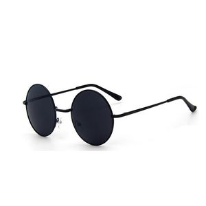 Gros-Rétro Vintage Noir Argent Gothique Steampunk Lunettes De Soleil Rondes En Métal pour Hommes Femmes Miroir Cercle Lunettes De Soleil Mâle Oculos