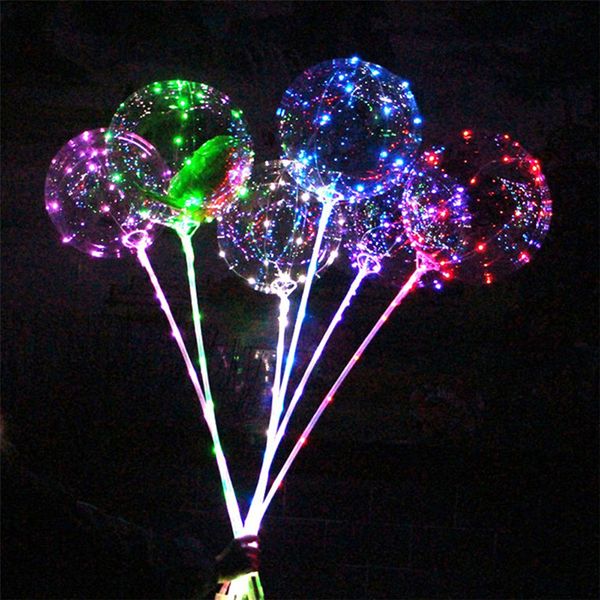 En gros Réutilisable Lumineux Led Ballon Transparent Rond Bulle Décoration Fête De Mariage LED lueur ballon avec tube lueur ballon violet