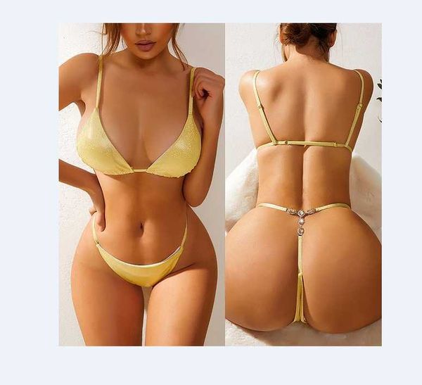 Venta al por mayor, conjunto de Bikini con diamantes de imitación, fabricante Fujian de lujo para adultos, microtrajes de baño sexis con diamantes de cristal para mujer