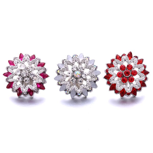 Gros strass fleur gingembre bouton pression fermoirs résultats de bijoux femmes hommes breloques en zircon 18MM boutons pression en métal fournisseur d'usine