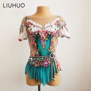 Girls' Jeweled Rhythmic Gymnastics Leotard Skirt Dress for Artistic Skating