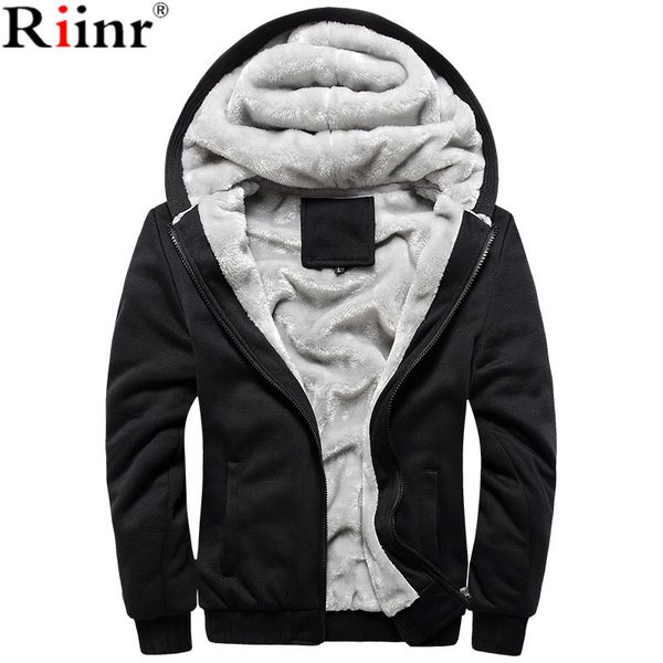 Venta al por mayor- Riinr 2017 Nueva venta caliente de los hombres con capucha Casual Brand Hoodies Wool Liner Mens Winter Thickened Warm Coat Hombre Sudaderas Outwear