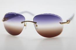 Groothandel velless origineel gesneden witte plank zonnebril 8200764 unisex mode klassieke bril hoge kwaliteit zonnebril vintage optische