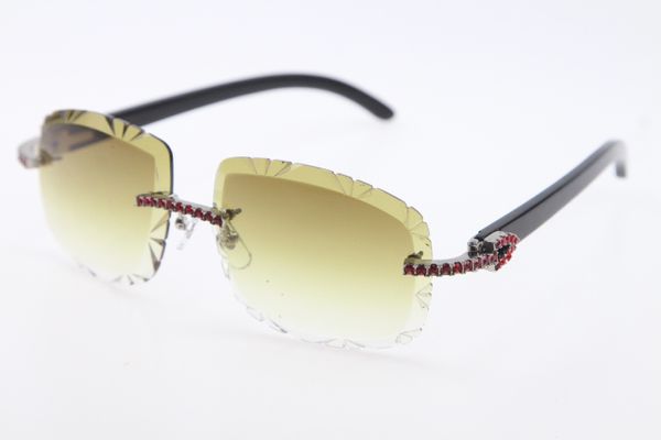 Lunettes de soleil sans monture en gros Red Big Stones Mix Lunettes de soleil en corne de buffle Mode de haute qualité Lentilles populaires Multi Lunettes Homme ou Femme