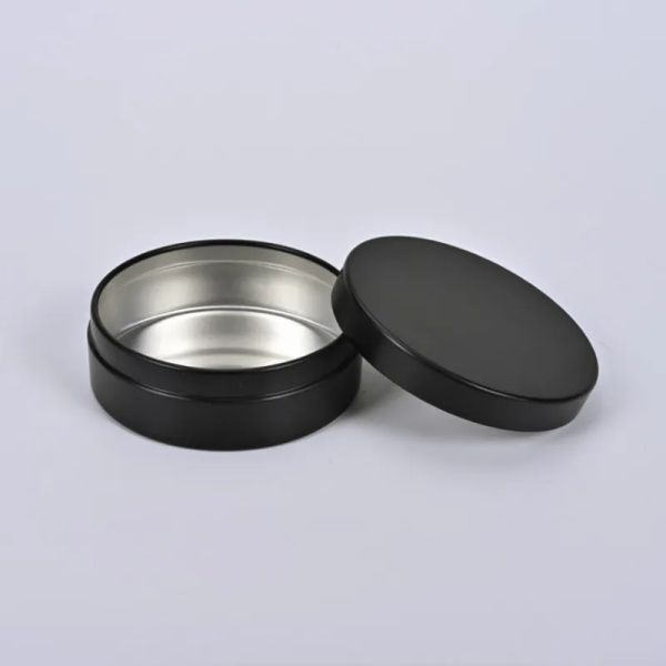 Jares de aluminio redondo al por mayor Matte Black Metal Tin Cosmetic Recipe Crafts Diy Lip Balm Cajas de aluminio ZZ ZZ