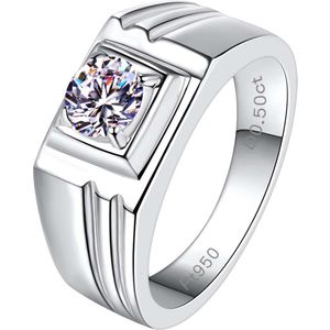 Bague de fiançailles chrétienne pour hommes, bijoux en diamant Dcolor Moissanite Pt950, coupe ronde, 0,5 ct, vente en gros