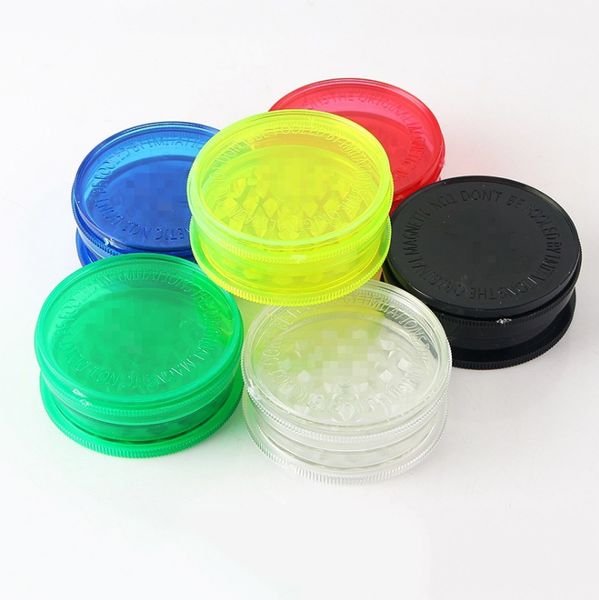 Broyeur de tabac rond en plastique, accessoires pour fumer, 60mm, 3 couches, pour épices, herbes sèches, dents en plastique, matériaux de qualité alimentaire, vente en gros