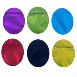 Sacs en mylar de forme spéciale ronde en gros 35 pochettes refermables en aluminium de forme unique avec fermeture à glissière en plastique découpé sacs d'emballage Mpunu