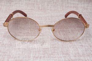 Vente en gros - Lunettes de soleil rondes Cattle Horn Eyeglasses 7550178 Lunettes de soleil pour hommes et femmes en bois Taille des lunettes: 55-22-135mm