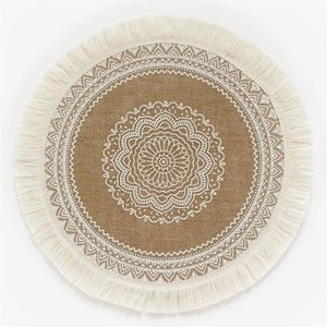 Napperons ronds en gros de gland Boho coton tissé tapis de table en macramé tampons créatifs lavables résistants à la chaleur pour la cuisine de salle à manger