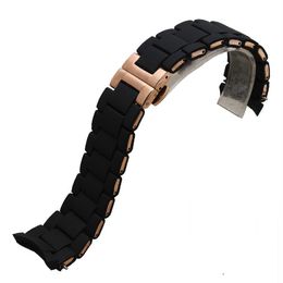 Groothandel rubberen horlogeband siliconen polsband armband rose gouden gesp voor fiat59055890 5906 5919 5920 horlogeband riem
