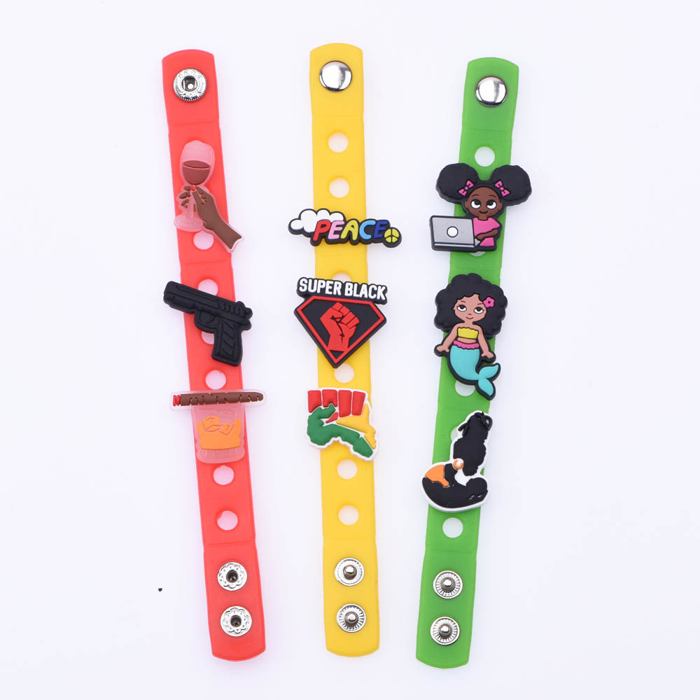 Großhandel Gummi -Armband PVC Charm Armbänder 180 mm Größe für erwachsene Kinder Hand -Dorationen