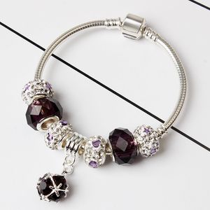 Groothandel-S925 Europese charme bead pandora armband voor dames kristal multicolored drop-vormige hanger slang bot armband sieraden