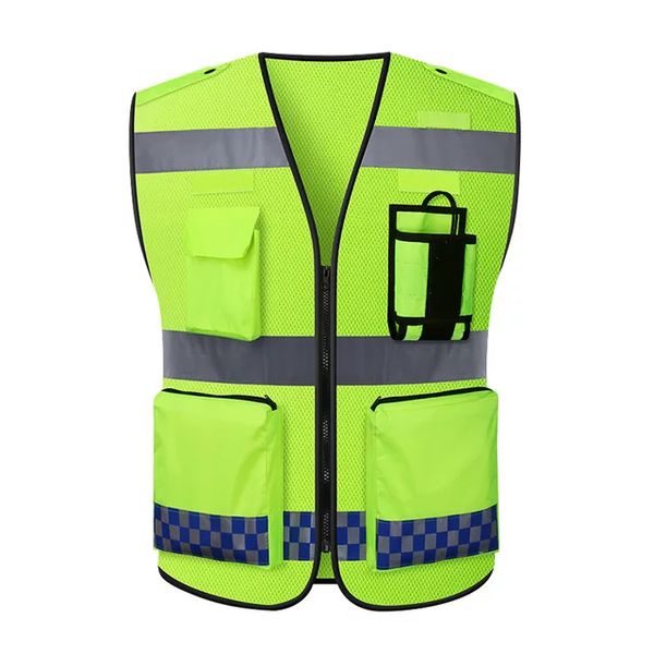 Venta al por mayor, chaqueta de seguridad, chaleco transpirable de red de punto de construcción Hi Vis, chaleco de trabajo reflectante de alta visibilidad de tela oxford