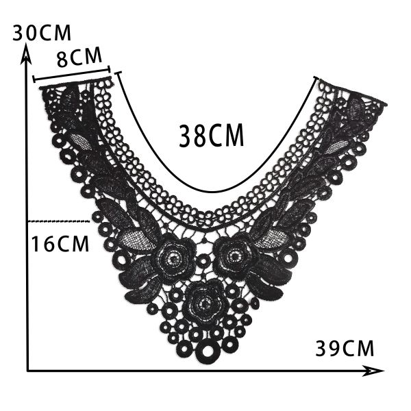 Ventes en gros 1-10 pièces Black Blanc Polyester Broderie Coudure de collier en dentelle DIY Vêtements décoratifs accessoires