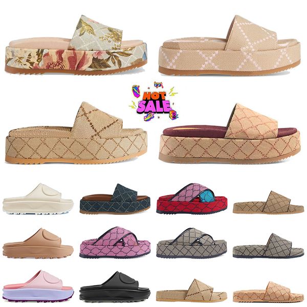 Sandalias al por mayor Diseñador famoso Mujeres para hombre Zapatillas de playa Pisos de goma suave Diapositivas Mocasines de lona de lujo Plataforma OG Mulas Chanclas Blanco Negro Marrón Cuñas