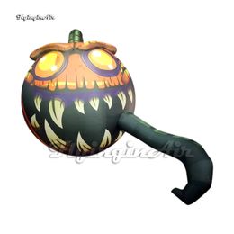 en gros effrayant grand ballon gonflable jack-o-lantern illuminé souriant ballon de tête de citrouille halloween avec vigne pour décoration de jardin