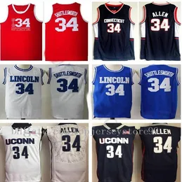 Groothandel school basketbal jersey Connecticut Huskies College Ray # 34 Allen Jersey Jesus Shuttlesworth Lincoln 1998 Film hij heeft Game Jersey Size S-2XL