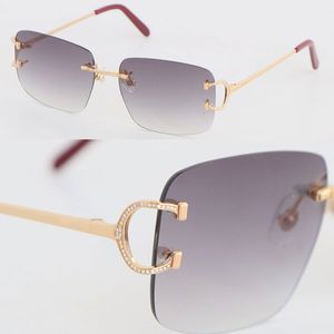 Venta al por mayor Gafas de sol de moda sin montura Mujer Conducción de metal C36M869 Gafas de lujo con diamantes Diseñador C Decoración Anteojos Unisex CT00920 Gafas