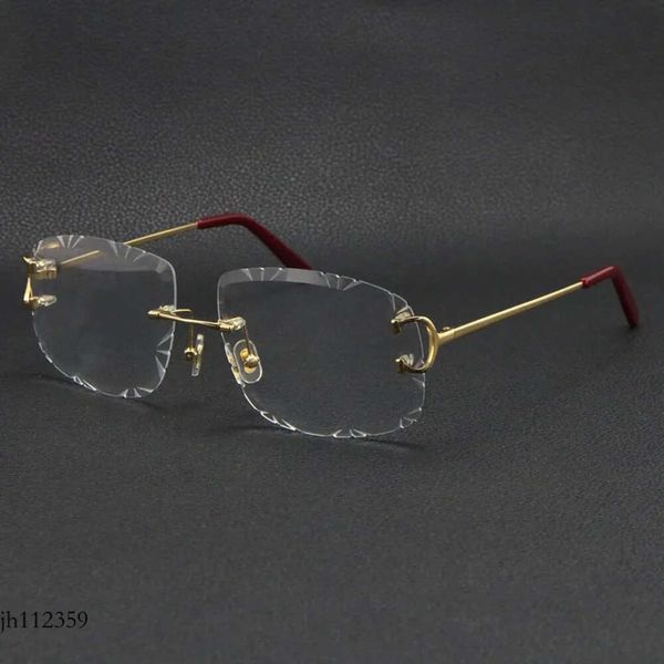 Vente en gros sans monture T8200762 unisexe Sier or métal cadre Lunettes Lunettes de conduite C décoration Lunettes cadres hommes femmes coupe haut lentille