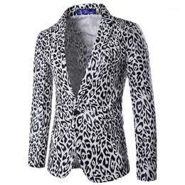 Herenpakken Blazers Groothandel- Sexy Leopard Mens Blazer Design 2021 Herfst Mode Mannelijke Pakjas Enkele Breasted Slanke Fit Heren CL