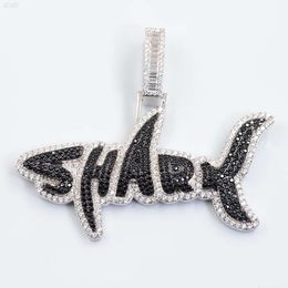 Groothandel Shark Charm Iced Out Hanger Koper met 5a Cz Diamant voor Messing Hiphop Sieraden