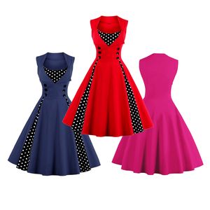 Vente en gros - Shevalues Femmes Vintage Caractère élégamment Polka Dot Party Robes Moulantes Années 50 Années 60 Rétro Cocktail Party Slim Dress Costume