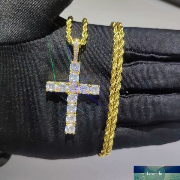 Gros Shinning Diamant Pierre Crucifix Croix Pendentifs Collier En Acier Inoxydable Bijoux Platine Plaqué Hommes Femmes Amant Cadeau Bijoux Colliers