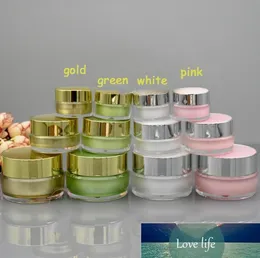 Groothandel glanzende acryl plastic fles crème pot voor cosmetische verpakkingscontainers goud wit 5g 10 g 15 g 30g