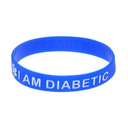 100PCS I am Diabetic Bracelet en silicone Logo rempli d'encre Portez ce message comme rappel dans la vie quotidienne