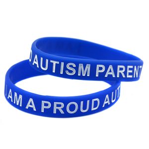 100 stks ik ben een trots op autisme ouder siliconen rubber decoratie armband blauw voor promotie cadeau